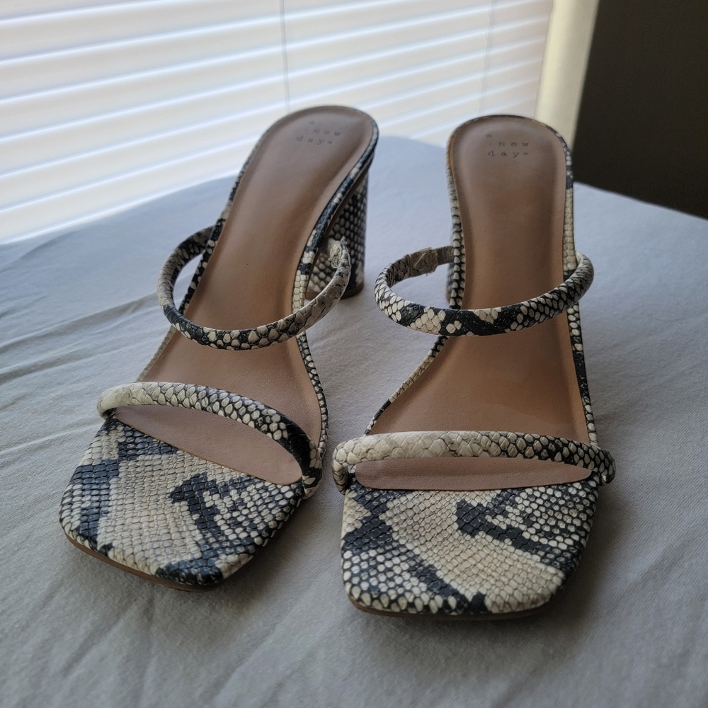 A New Day Women's Snakeskin Heeled Sandals - Picture 2 of 6